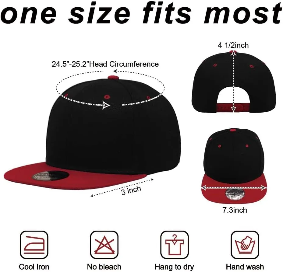 ZH Plain Flat Brim Snapback Baseball Caps Adjustable Blank Baseball Caps Wholesale 12 Pack??